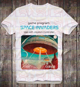 TRICOU SPACE INVADERS ATARI C64 AMIGA COMMODORE GAMER JOC JOCURI RETRO VINTAGE cu Maneci Scurte T-Shirt 2018 New Sosire Bărbați