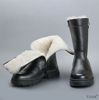 YIGER Bărbați cizme de zăpadă om de Bumbac cizme Lână cizme de sex masculin de iarnă călduros cizme de mari dimensiuni Rusia bărbați cizme de zapada negru
