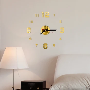Cifre arabe Ceas de Perete cu Design Modern Acril Oglindă Ceasuri Autocolante Camera de zi Accesorii Decorative Casa de Ceas horloge