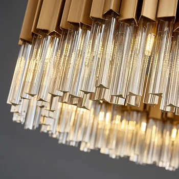 De lux modern, lumina de cristal candelabru pentru living aur periat led-uri cristal lampă rotundă decor acasă lanț corp de iluminat