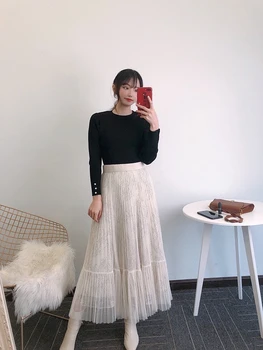 2021 primăvară nouă femei Japoneze tricotate pulover top + fusta dantelă costum din trei piese