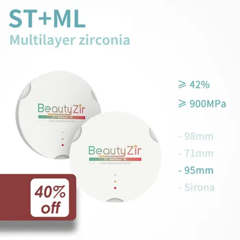 ST+ML 9516mm super transluciditatea multistrat zirconiu dentar blocuri zirkonzahn cad-cam, zirconiu gol