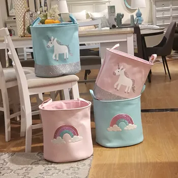 2018 Vânzare Fierbinte Nou Unicorn de Depozitare Coș pentru Jucării Tesatura Curcubeu Tipărite Haine Roz Cos pentru Copil Pliere Coș de Rufe