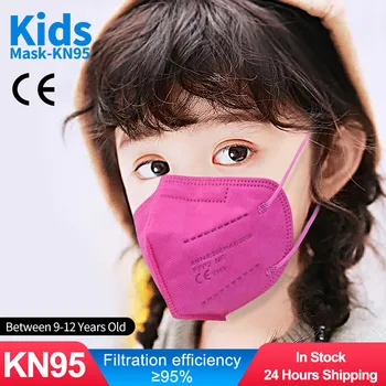FFP2 Mascarillas KN95 Copii Mască de 5 Straturi Masca de Fata KN95 Pentru Fete Baieti aparat de Respirat de Protecție, Măști de 9-12 Ani Copii Baluri