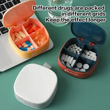 4 Grile Cutie Mini Portabil de Medicina de Droguri Sub-ambalare Container Caz Pastila Suport de Stocare Organizator