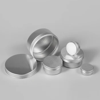 50pcs Refill Aluminiu Lumânare Borcan de Tinichea Goală de Metal Crema Balsam de Buze Recipient Ceara de Par Oală de Argint Poate Etanșe 5g 15g 30g 50g 100g