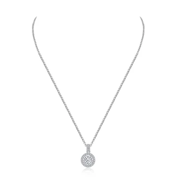 Argint 925 Moissanite Neckalce Diamant de Argint 6.5 mm Halo Pandantiv Colier Femei Nunta Jewery