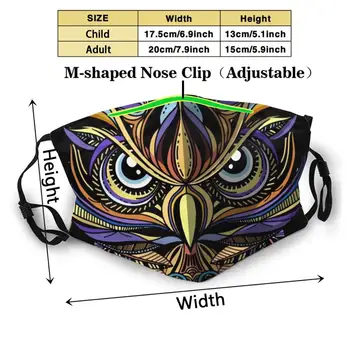 Geometrice Bufnita Art Înțelept Bufniță Supărat Reutilizabile Gura Masca Filtru Lavabil Anti Praf, Masti De Fata Bufnita Owl Ilustrare Bufnita Zentangle
