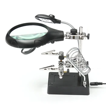 5 Lumina LED Magnifier Lupă Mână de ajutor Sudare Lipire Stand cu 3 Lentile De 2,5 X 7,5 X 10X, Instrumentul de Reparare