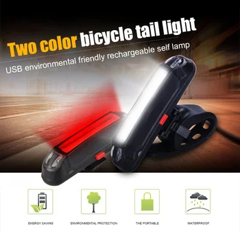 Dublu-Culoare Biciclete Coada Lumina Biciclete Lumina Impermeabil USB de Încărcare Lumină Bicicleta Mountain Bike LED Lumina de Avertizare