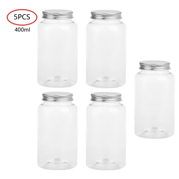 5Pcs 500/400ml Drăguț Suc de Grăsime Sticlă Reutilizabile din Plastic Borcan Recipiente cu Capac pentru Smoothie, Suc, Lapte, Ceai Sticla de Băutură