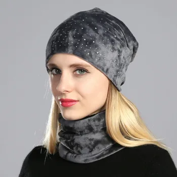 Geebro 2 BUC Femei Căciuli Pălărie și Eșarfă de Iarnă Casual Cald Catifea Gât Eșarfă Pentru Femei Doamnelor Poliester Beanie Hat GS082