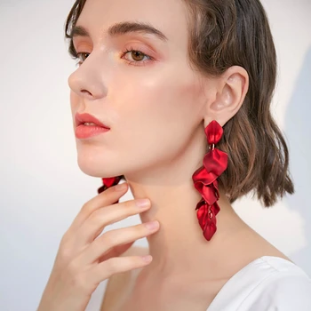 Roșu Cercei Mari Femei Accesorii Sieraden Ohrringe Pendiente Coreea Cercei Lungi Cu Flori Cercel Oorbellen Earing Aretes