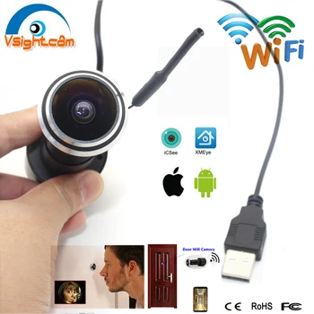 Vsightcam Upgrade DC5V Mini Vizor Wifi Usa Camera IP Wireless Smart Home Security HD 1080P Obiectiv Fisheye Camera Web P2P Onvif