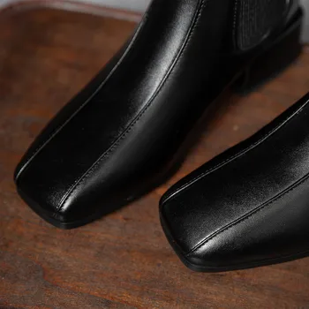 Glezna cizme femei 2020 new sosire piele PU deget de la picior pătrat negru cu toc jos cizme femei toamna iarna pantofi plus dimensiune 34-43