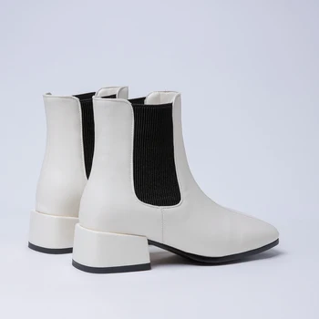 Glezna cizme femei 2020 new sosire piele PU deget de la picior pătrat negru cu toc jos cizme femei toamna iarna pantofi plus dimensiune 34-43