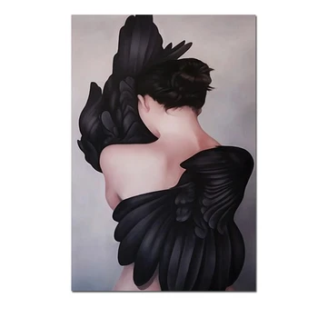 Panza Pictura Flori Pene De Păsări Femeie Abstract Wall Art Print Poster Imagine Pictura Decorativa Camera De Zi De Decorare
