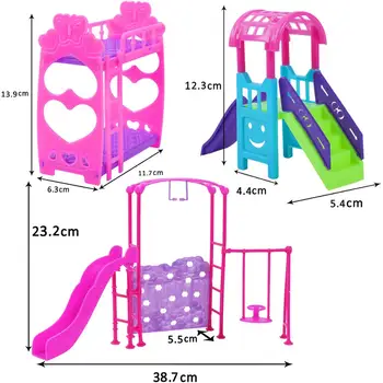 2020 drăguț simulare gradinita casa papusa roz baby pat supraetajat swing swing/slide mobilier barbie accesorii copii jucarii