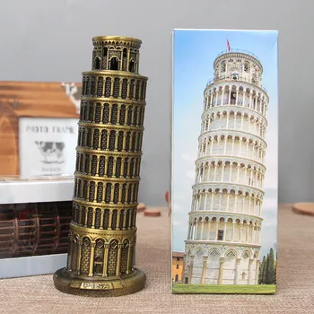 Manual de uz Casnic Figurina Decor Retro Turn Înclinat din Pisa Model de Metal Artizanat Birou Ornamente, Cadouri de bun augur Turn