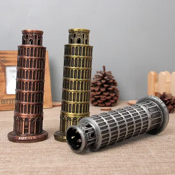 Manual de uz Casnic Figurina Decor Retro Turn Înclinat din Pisa Model de Metal Artizanat Birou Ornamente, Cadouri de bun augur Turn