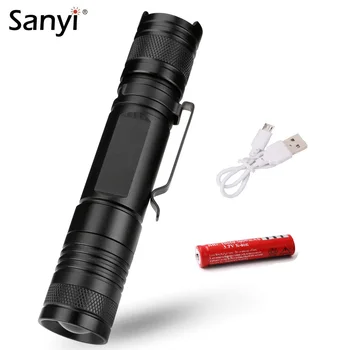 Sanyi XML T6 Lanterna Tactice rezistent la apa 5 Moduri Lanterna LED-uri USB de Încărcare 18650 Clip de Buzunar Lumina Felinar Portabil Pentru Pescuit