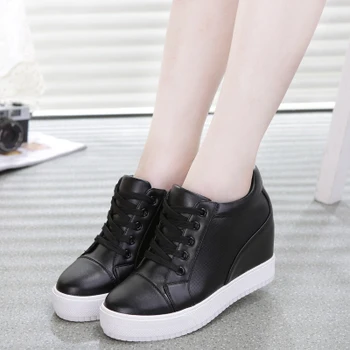 Alb negru Tocuri Ascunse Pană adidași Casual Pantofi pentru Femeie Pantofi cu Platforma pantofi cu tocuri inalte Pantofi pene Pentru Femei
