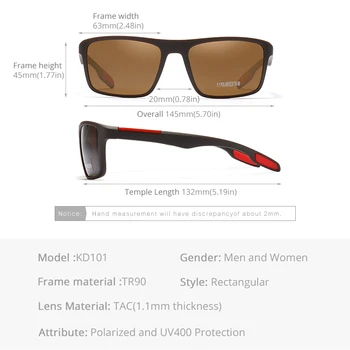 KDEAM Dreptunghiulară Ultra Light TR90 Bărbați ochelari de Soare Polarizate TAC 1.1 mm Grosime Lentile de Conducere Ochelari de Soare Femei Sport Cat.3