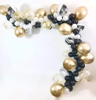 METABLE 100buc Baloane Confetti Chrome Baloane pentru Ziua de nastere Aur Negru Gatsby Petrecere de la Hollywood Aur Alb de Marmură
