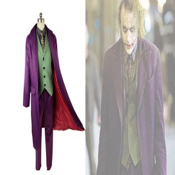 De înaltă calitate Heath Ledger Cosplay Costum Halloween barbati Filmul The Dark Knight, Joker Costum Sacou Mov seturi Complete
