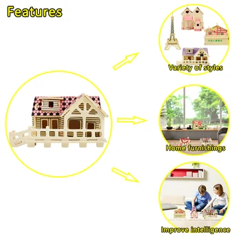 Cabina 3D Puzzle din Lemn Puzzle Jucării pentru Copii DIY Casa Construirea de modele de Kituri de Asamblat Puzzle-uri pentru Copii Cadou de Educație Lemn Jucărie