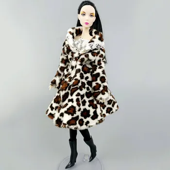 Leopard de Iarnă Haină de Blană Cald pentru Papusa Barbie Costume de Haine pentru 1/6 BJD Papusi Accesorii Palton Geaca de Jucarii Pentru Copii DIY