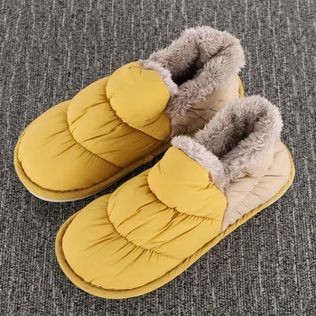 Femei Blană Papuci De Casă Somptuoasă Pantofi Impermeabil Diapozitive Doamnelor Pufos Papuci De Iarna Pentru Femeie Moale Interior Pereche De Pantofi