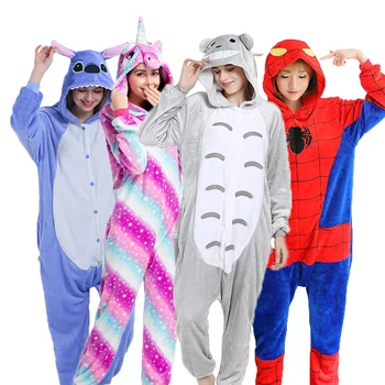 Set Kigurumi Adult Pijamale Bărbați Femei Unicorn Ochi de Iarnă Flanel Cald Animale Onesie Băieți Fete pijama Cosplay Copii Pijamale