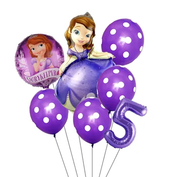 7pcs/lot Disney Alba ca Zapada Printesa Sofia Baloane Folie Petrecere Decoratiuni Copii Buline Balon Latex Numărul Globos