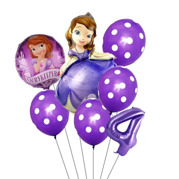 7pcs/lot Disney Alba ca Zapada Printesa Sofia Baloane Folie Petrecere Decoratiuni Copii Buline Balon Latex Numărul Globos