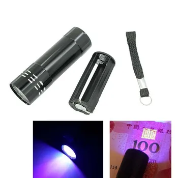 Wasafire 20buc/lot en-Gros Portabil Mini Multifuncțional UV Ultra Violet 9 LED-uri Lanterna Torch Lampă de Lumină Pentru Detector Bani