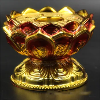 Budismul Tantric Tibetan Consumabile Mâna cranking Roată de Rugăciune Aurit Culoare Desen de bun augur Lotus Piedestal Transport Gratuit