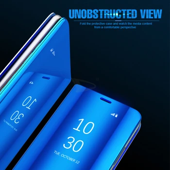 Flip Portofel Caz Clar de Telefon Pentru iphone XS MAX XS X Slim Smart Mirror View Stand Titular Cover Pentru iPhone 6 6S 7 Plus