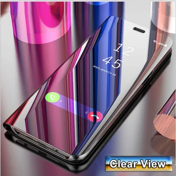 Flip Portofel Caz Clar de Telefon Pentru iphone XS MAX XS X Slim Smart Mirror View Stand Titular Cover Pentru iPhone 6 6S 7 Plus