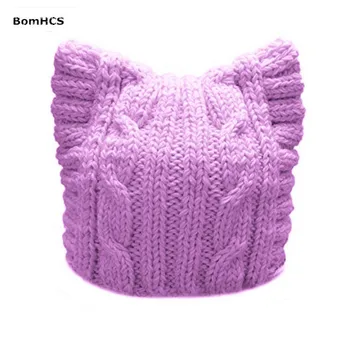 BomHCS Manual Tricot Pussycat Pălărie Femeilor Martie Parada Cap Urechi de Pisică Beanie