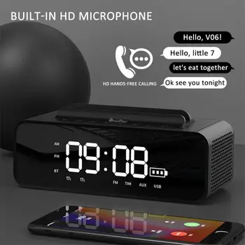 V06 Wireless Bluetooth Speaker-Ceas cu Alarmă 10W Stereo Portabil Subwoofer difuzoare HiFi a Sunetului HiFi Dual Speaker Stand 3 În 1