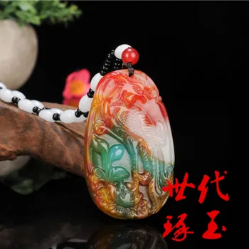 Culoare naturala Hetian Piatra de Jad Pandantiv Phoenix Chineză Jadeit Bijuterii de Moda Farmec Reiki Amuleta Sculptate manual Cadouri pentru Femei