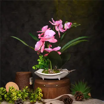 AUGKUN Mătase Artificială Flori Phalaenopsis Simulare de Flori Bonsai Inovatoare Ornamente Decor Acasă Masa de Birou Desktop