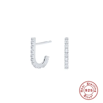 ROXI Elegant J Forma Cristale de Zircon Cercei Stud pentru Femei Fete Piercing Cercei Neobișnuite Argint 925 Bijuterii Cercei Brincos