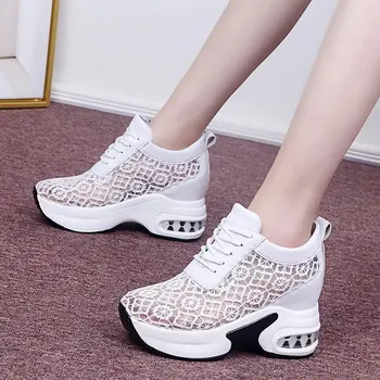 Vara Ochiurilor De Plasă Respirabil Platforma Indesata Adidasi Femei Dantelă Florale Gol Afară De Pantofi Albi Femeie Ascunse Tocuri Pantofi Casual