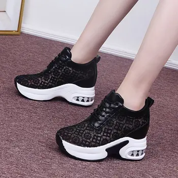 Vara Ochiurilor De Plasă Respirabil Platforma Indesata Adidasi Femei Dantelă Florale Gol Afară De Pantofi Albi Femeie Ascunse Tocuri Pantofi Casual