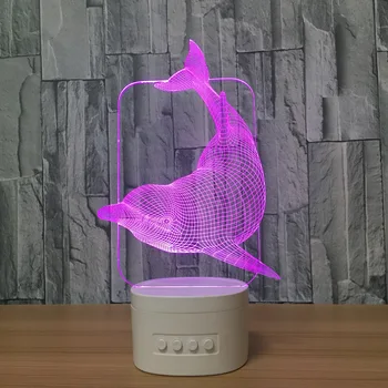 Delfin 3d vision stereo lampa de cifrele de acțiune bluetooth speaker mai bun cadou veioza personaje de desene animate creative mai bune cadouri Y98