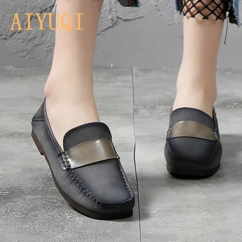 AIYUQI Piele naturala Unic Pantofi Femei 2020 Primăvară Nouă Mazăre Pantofi Femei Plat vârstă Mijlocie Pantofi Casual Femei