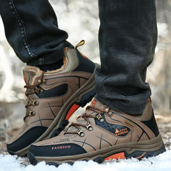 Moda de Iarna din Piele Barbati Cizme de Zapada de Cald, Plus Cizme Barbati în aer liber, Non-alunecare de Adidași Bărbați Ghete Impermeabile Pantofi de Lucru