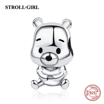 Argint 925 Tema Film Drăguț Urs Farmece de Desene animate de Animale Margele se potrivesc Original Europene Bratara pentru Femei 2021 Bijuterii Cadou